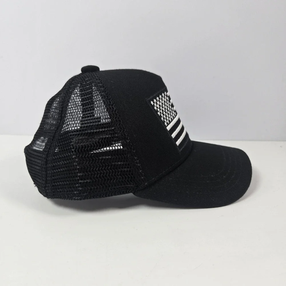 Knuckleheads Trucker Hat Kids XS Black American Flag Snapback Mesh Cap 6-12m